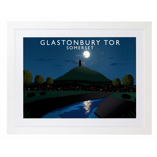 Glastonbury Tor Night by Richard O'Neil - Graphic Art Print on Paper