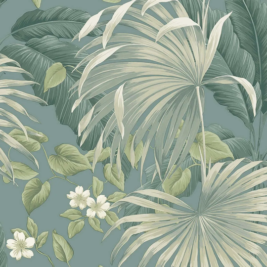 Belgravia Decor Retreat Leaf Teal/Cream Wallpaper