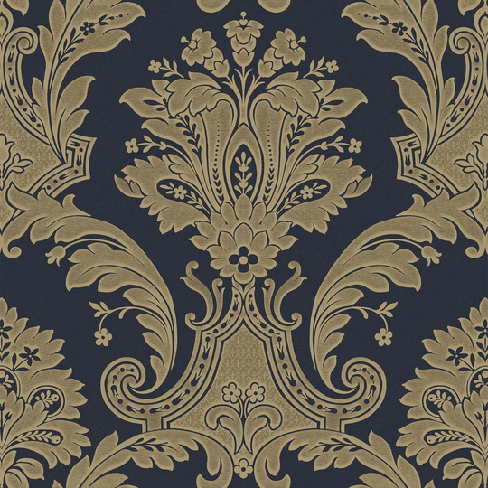 Belgravia Decor Amara Damask Navy/Gold Wallpaper