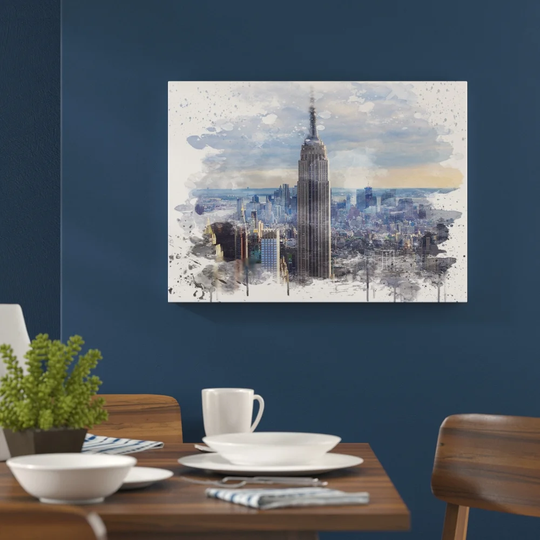 'Empire State Building New York City Skyline' Graphic Art Print Poster