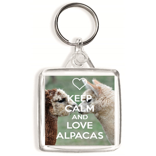 Keep Calm and Love Alpacas - Double Sided Square Keyring
