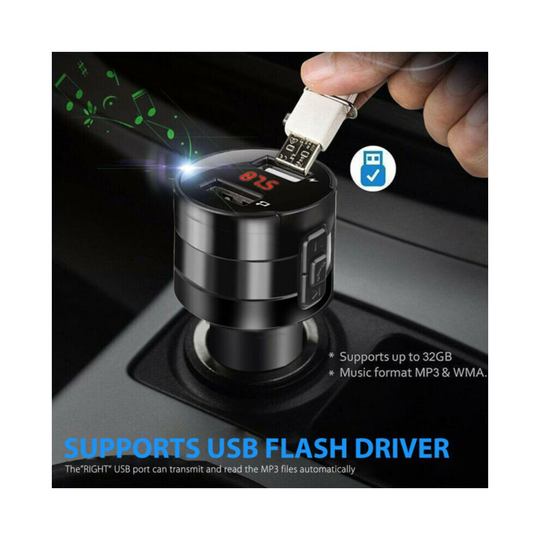 Wireless Bluetooth 5.0 Car FM Transmitter Charger LED Music MP3 AUX Radio 2 USB