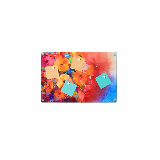 Flowers Painting Magnetic Wall Mounted Photo Memo Board