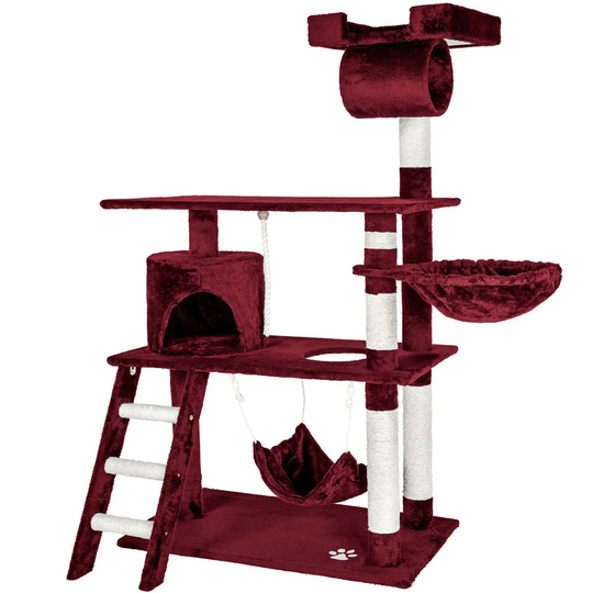 Tectake Cat Tree Scratching Post Marcel - Burgundy