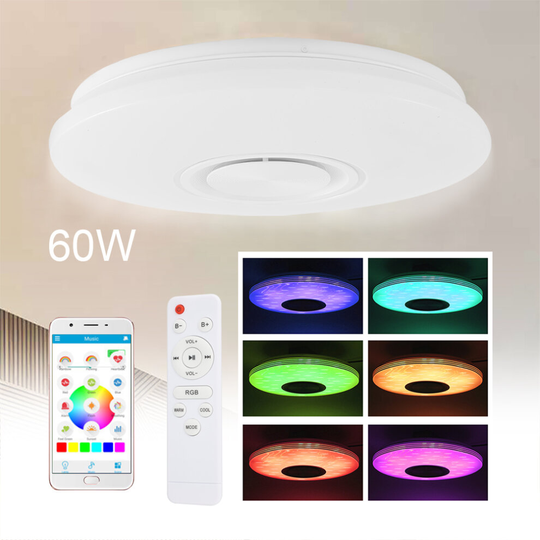 Full Color Ceiling Light RGB Dimmable Bluetooth Music Speaker Remote