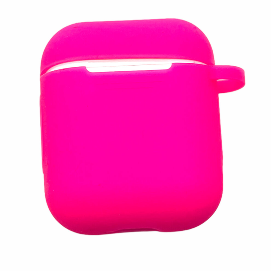 (NO, PINK ) Keyring Hook Case Cover Silicone Skin For Apple AirPods 1/2 Earphone Charger