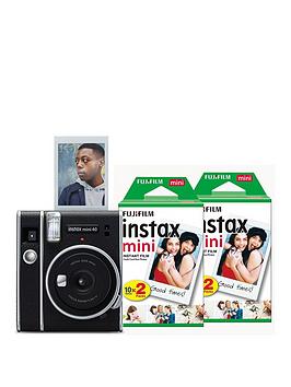 Fujifilm Instax Mini 40 Instant Camera With 50 Shots Included - Black - Instant Camera With 30 Pack Of Film