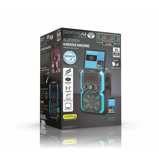 Daewoo Bluetooth Portable Karaoke Machine With Voice Control - Black