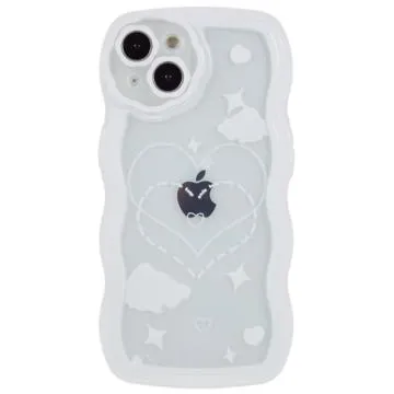 Stylish Wavy Edge iPhone 14 TPU Case - Star and Cloud