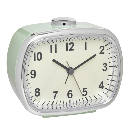 Retro Analog Quartz Alarm Tabletop Clock in Mint
