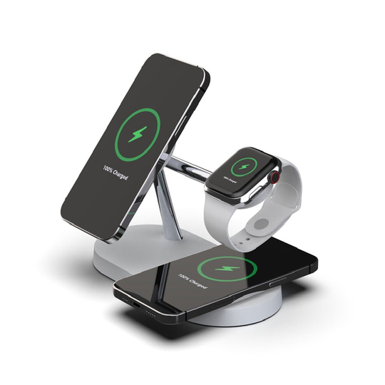 (White) 3 in 1 Magnetic Wireless Charger Compatible with MagSafe Charger Stand