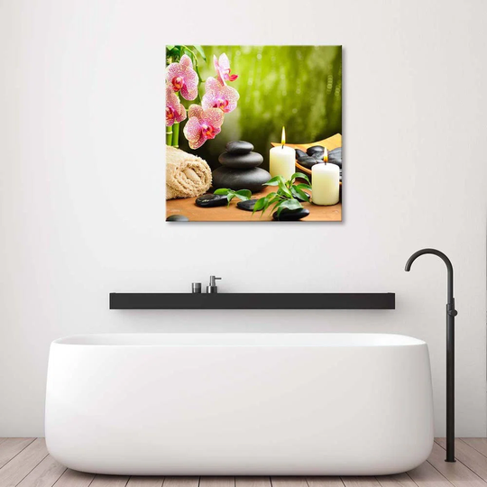 Canvas Print Orchid Flower Zen Spa Candles
