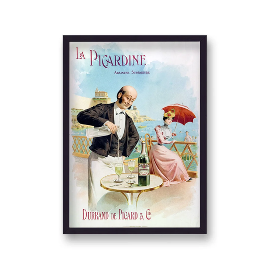 Vintage Advertising Print Absinthe La Picardine Waiter Pouring Without Border