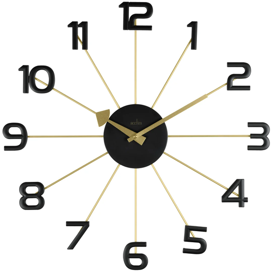 Astraea 49cm Gold/Black Spoke Wall Clock