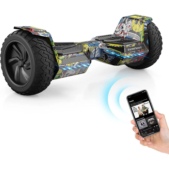 (Yellow) All Terrain Offroad Hoverboard 8.5" with Bluetooth Music Speaker, LED Lights, Best Gift For Kids, Adults & Teenager