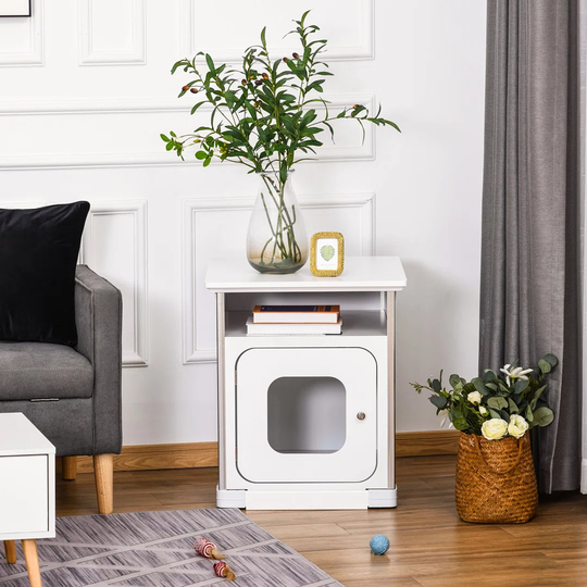 Wooden Cat Washroom Toilet Home Nightstand Indoor W/ Magnetic Door Standard Little Box