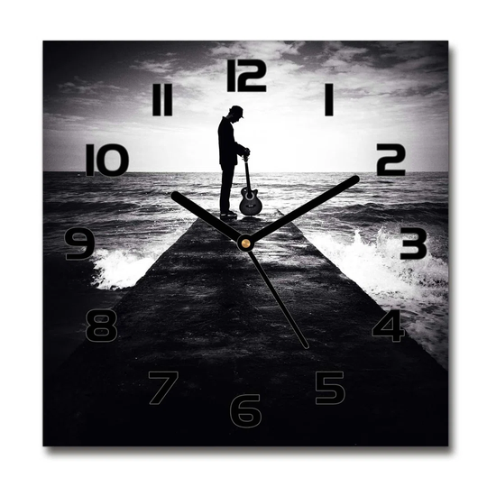 Guitarist on the Pier Silent Wall Clock