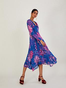 Monsoon Evanah Sustainable Hanky Hem Dress - Blue, Blue, Size 20, Women