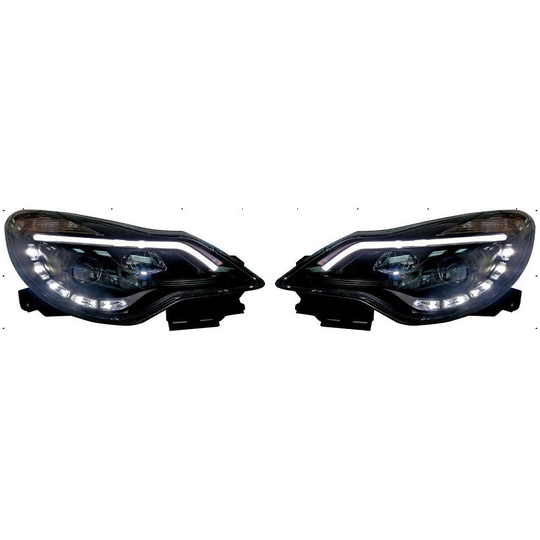 For Vauxhall Corsa D Facelift 2011+ Black LED DRL Projector Headlights Lamps