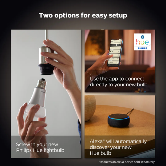 Philips Hue White Smart Candle Bulb Twin Pack LED E14 with Bluetooth - 470 Lumen