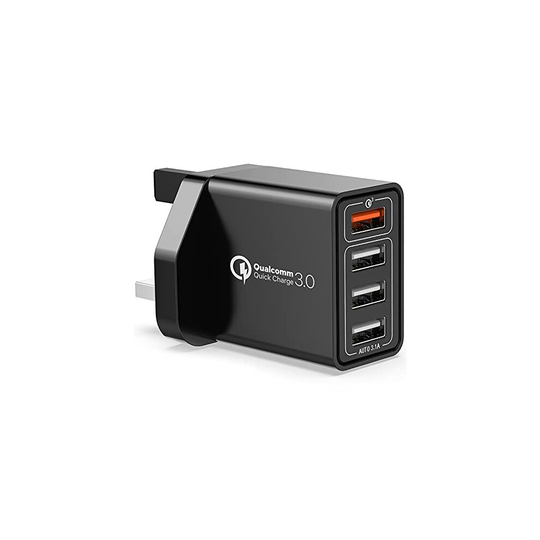 YEONPHOM Quick Charge 3.0 Multi USB Plug Charger UK,30W 4-Port Fast Charging USB Wall Charger Plug Mains Power Adapter for iPhone 12 Pro Max/Mini