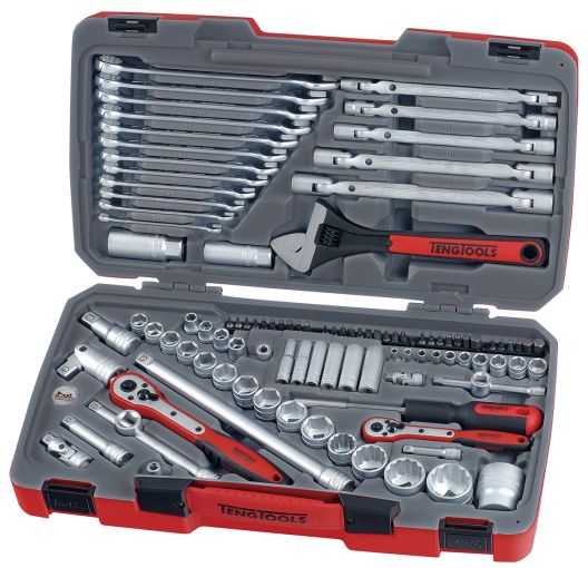 Teng Tools TM106 | 1/4", 3/8" & 1/2" Drive 6pt Socket, Bits & Tool Set 106pc