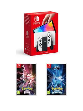 Nintendo Switch Oled Oled White Console With Pokemon: Shining Pearl &Amp; Pokemon: Brilliant Diamond