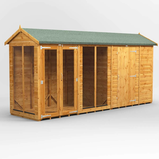 14X4 Power Apex Summerhouse Combi Including 6Ft Side Store