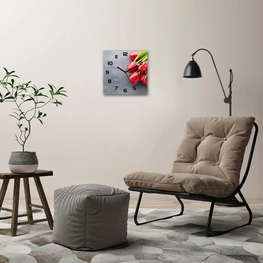Jonno Red Tulips Silent Wall Clock