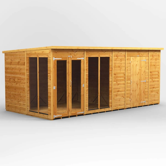 16X8 Power Pent Summerhouse Combi Including 6Ft Side Store
