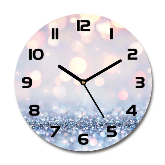 Glass Wall Clock 30Cm Round Decoration Picture Wall Art Modern Decoration Kitchen Living Room Silent - Shiny Background,121486055