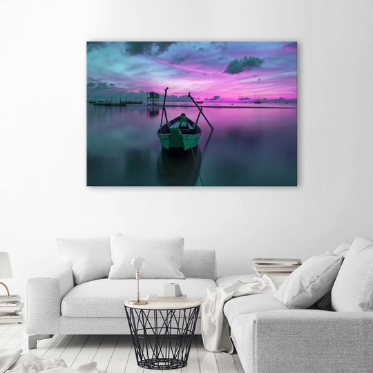 Canvas Print BOAT On Purple Lake
