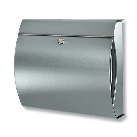 Verona Stainless Steel Wall Mounted Lockable Weatherproof Post Box & Intergrated Newspaper Holder