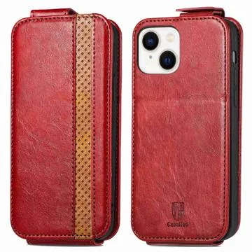 Caseneo 003 iPhone 14 Vertical Flip Case with Stand - Red