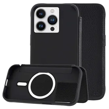 Case-Mate MagSafe iPhone 14 Pro Wallet Leather Case - Black
