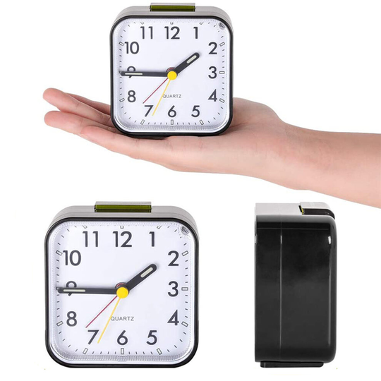 Mini Alarm Clock with Snooze Function, Quiet Alarm Clock, Quartz Clock