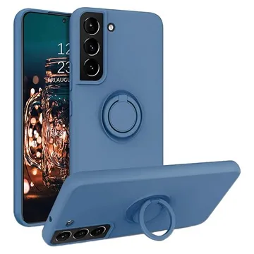 Samsung Galaxy S22+ 5G Liquid Silicone Case with Ring Holder - Blue
