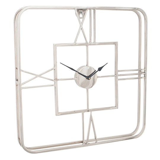 Celestial Silver Metal Square Wall Clock
