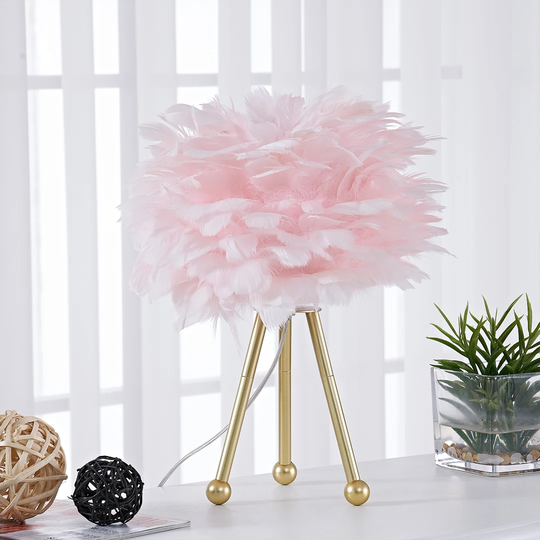 37Cm White/Pink Tripod Table Lamp