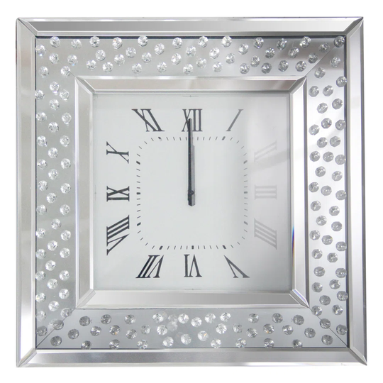 Floating Crystal Bevelled Mirror Wall Clock