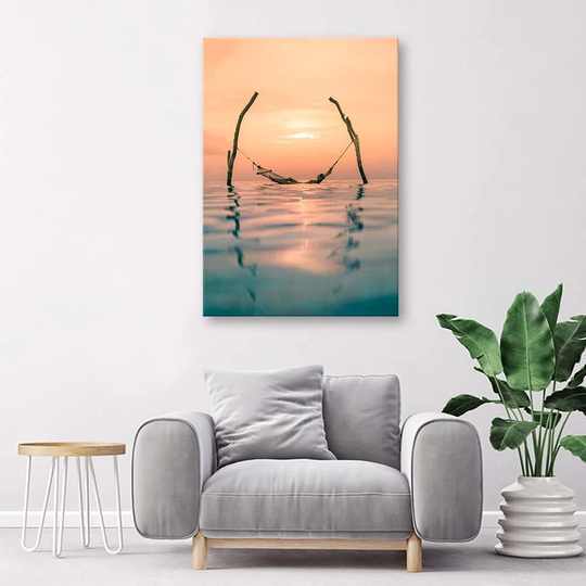 Canvas Print Hammock And Sunset