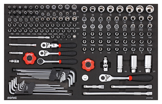 Sonic Socket Set 1/4" & 3/8", 157 pcs 215702
