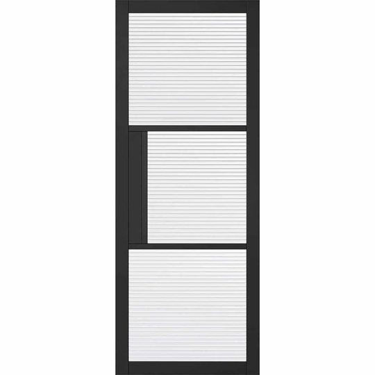 LPD (W) 30 inch Black Tribeca Glazed 3L Reeded Internal Door