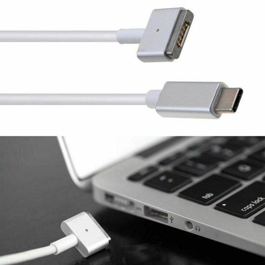 (Magsafe 2 T-tip Cable) Type C to Magsafe1/2 Cable Charger For MacBook Computer with USB-C Power Adapter
