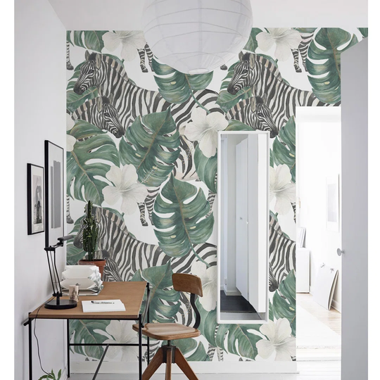 Northcott Zebra Bright Drawing Wallpaper