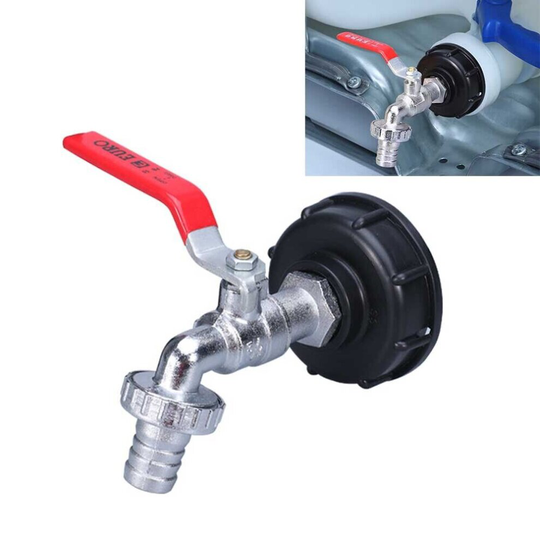 Ibc Tank Adapter S60x6 60mm Coarse Thread + Lever Tap & 3/4" Hose