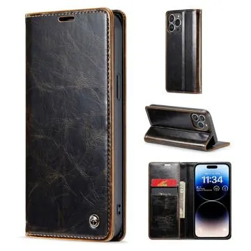 Caseme 003 Series iPhone 14 Pro Wallet Case - Brown
