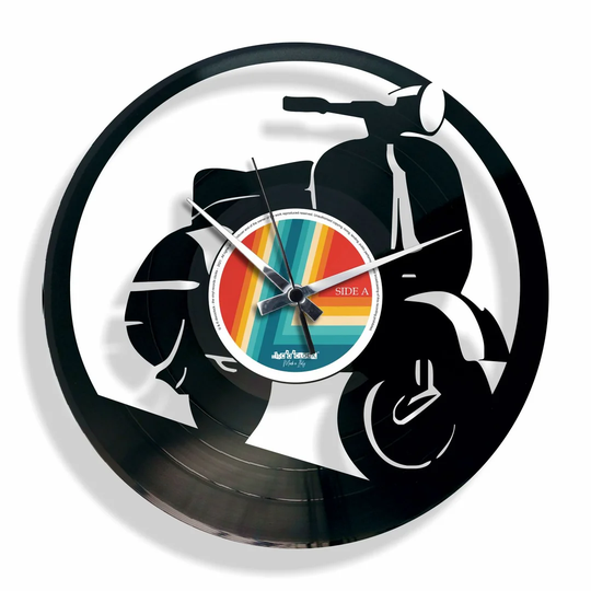Vinyl Vespa Inspired 30cm Silent Wall Clock