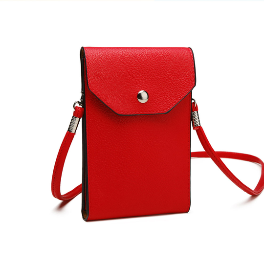 (Red) Miss Lulu PU Leather Mobile Phone Pouch | Cross-Body Phone Bag