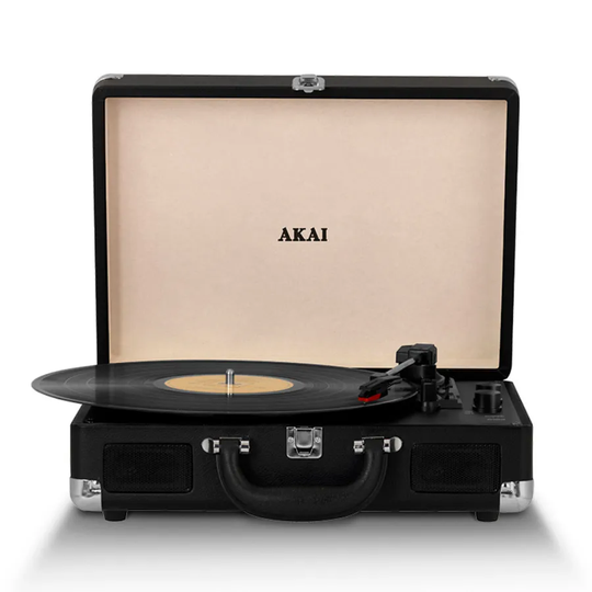 Akai Portable Retro Turntable With Built In Speakers Black